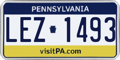 PA license plate LEZ1493
