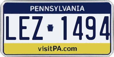 PA license plate LEZ1494
