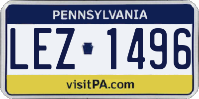 PA license plate LEZ1496