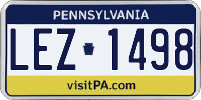 PA license plate LEZ1498