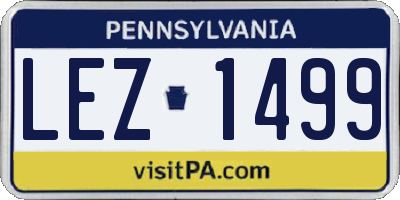 PA license plate LEZ1499
