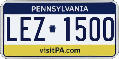 PA license plate LEZ1500