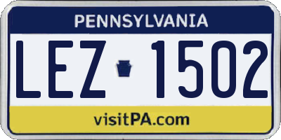 PA license plate LEZ1502