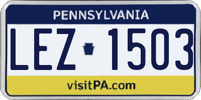 PA license plate LEZ1503