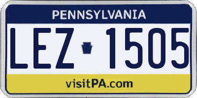 PA license plate LEZ1505