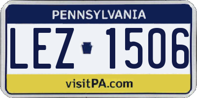 PA license plate LEZ1506