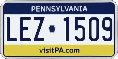 PA license plate LEZ1509