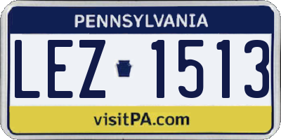 PA license plate LEZ1513