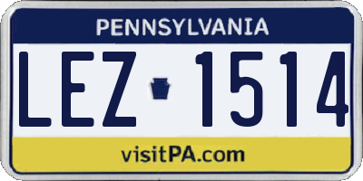 PA license plate LEZ1514