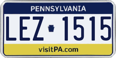 PA license plate LEZ1515