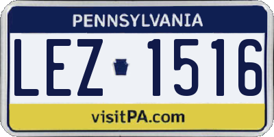 PA license plate LEZ1516