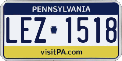 PA license plate LEZ1518