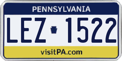 PA license plate LEZ1522