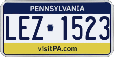 PA license plate LEZ1523