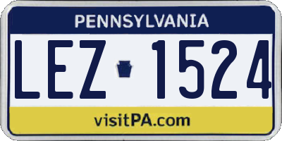 PA license plate LEZ1524