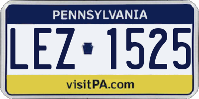 PA license plate LEZ1525