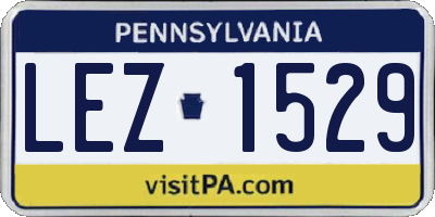PA license plate LEZ1529