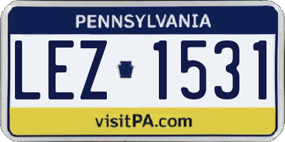 PA license plate LEZ1531