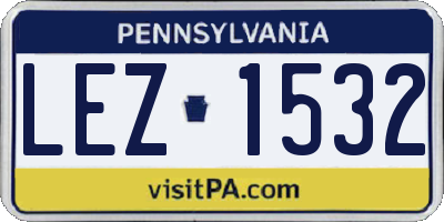 PA license plate LEZ1532