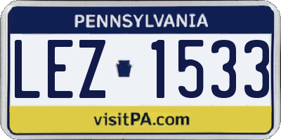PA license plate LEZ1533