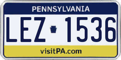 PA license plate LEZ1536