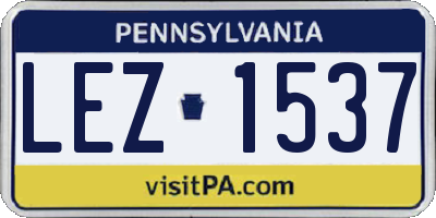 PA license plate LEZ1537