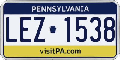 PA license plate LEZ1538