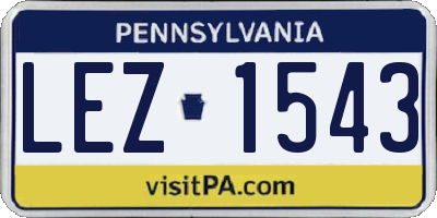 PA license plate LEZ1543