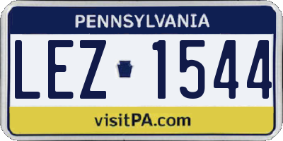 PA license plate LEZ1544