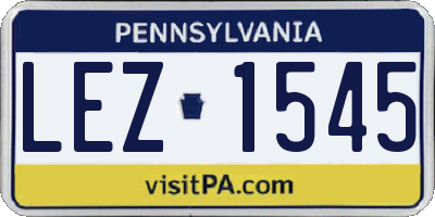 PA license plate LEZ1545