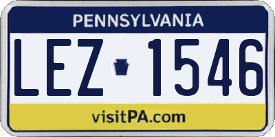 PA license plate LEZ1546