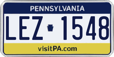 PA license plate LEZ1548