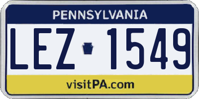PA license plate LEZ1549