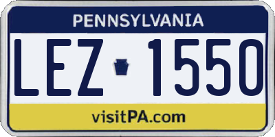 PA license plate LEZ1550