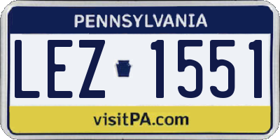 PA license plate LEZ1551