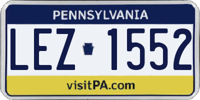 PA license plate LEZ1552