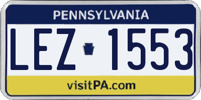 PA license plate LEZ1553