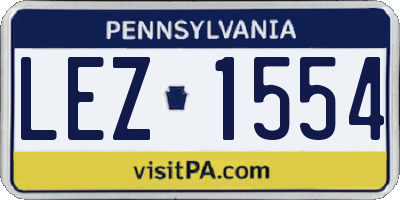 PA license plate LEZ1554