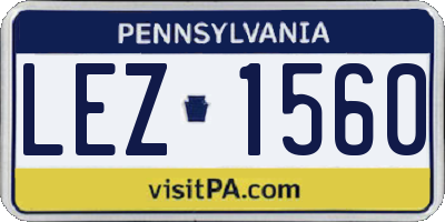 PA license plate LEZ1560