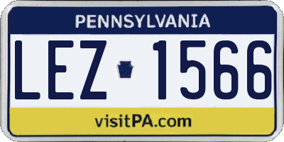 PA license plate LEZ1566