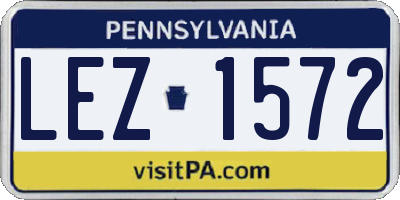 PA license plate LEZ1572