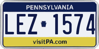 PA license plate LEZ1574