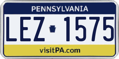 PA license plate LEZ1575
