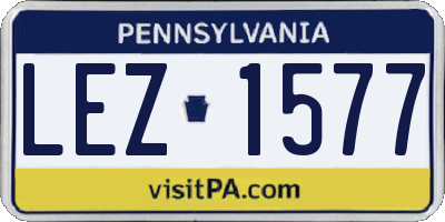 PA license plate LEZ1577