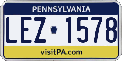 PA license plate LEZ1578
