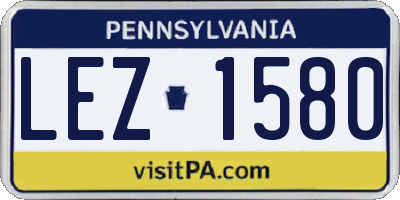 PA license plate LEZ1580