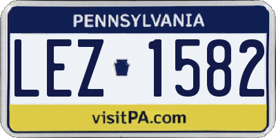 PA license plate LEZ1582