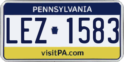 PA license plate LEZ1583