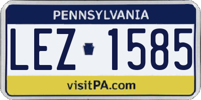 PA license plate LEZ1585