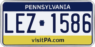 PA license plate LEZ1586
